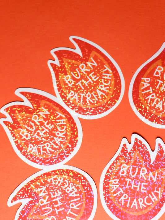 Glitzer-Sticker | Burn the patriarchy