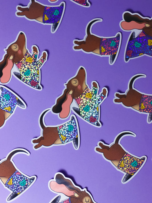 Glitzer-Sticker | Dackel