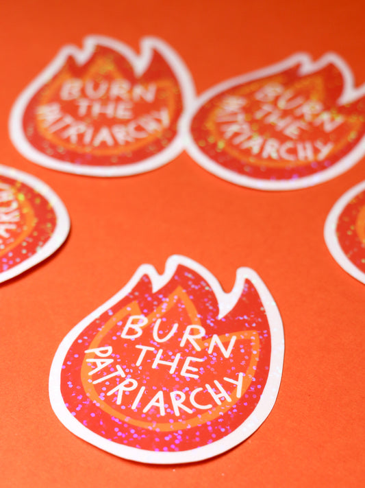 Glitzer-Sticker | Burn the patriarchy