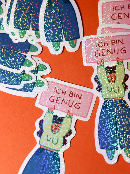 Glitzer-Sticker | Ich bin genug
