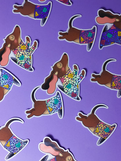 Glitzer-Sticker | Dackel