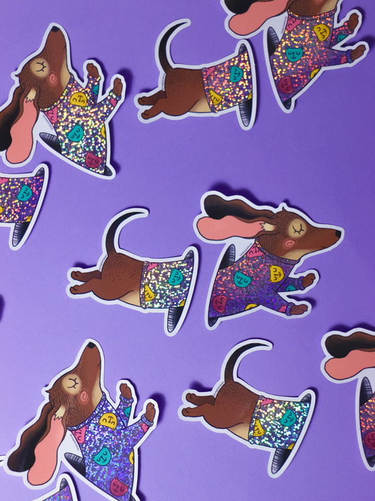 Glitzer-Sticker | Dackel
