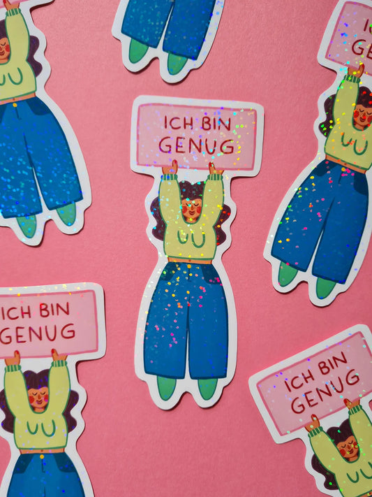 Glitzer-Sticker | Ich bin genug