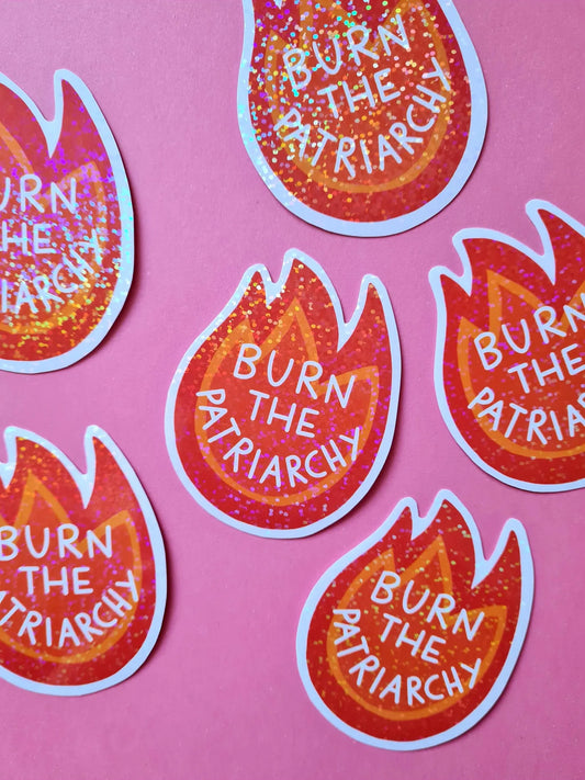Glitzer-Sticker | Burn the patriarchy